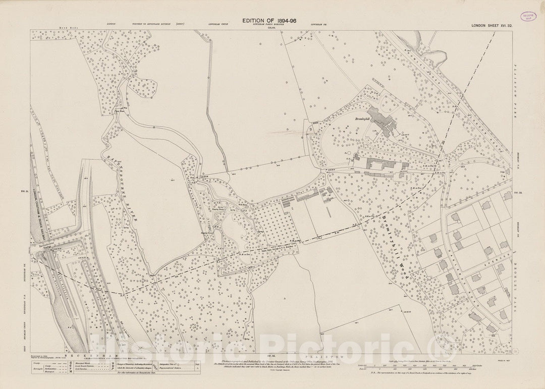 Historic Map : London (England), City Atlas Map, London Sheet XVI.32 1895 - Vintage Wall Art