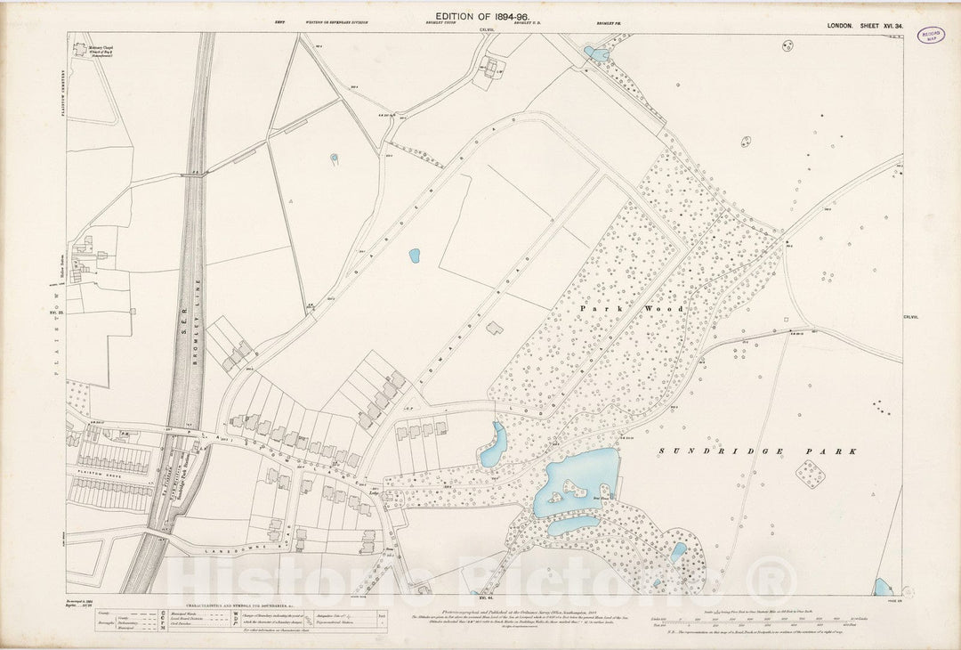 Historic Map : London (England), City Atlas Map, London Sheet XVI.34 1895 - Vintage Wall Art