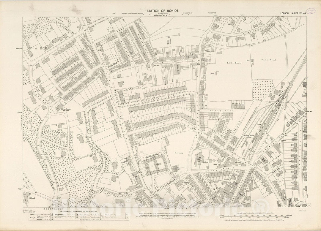 Historic Map : London (England), City Atlas Map, London Sheet XVI.43 1895 - Vintage Wall Art