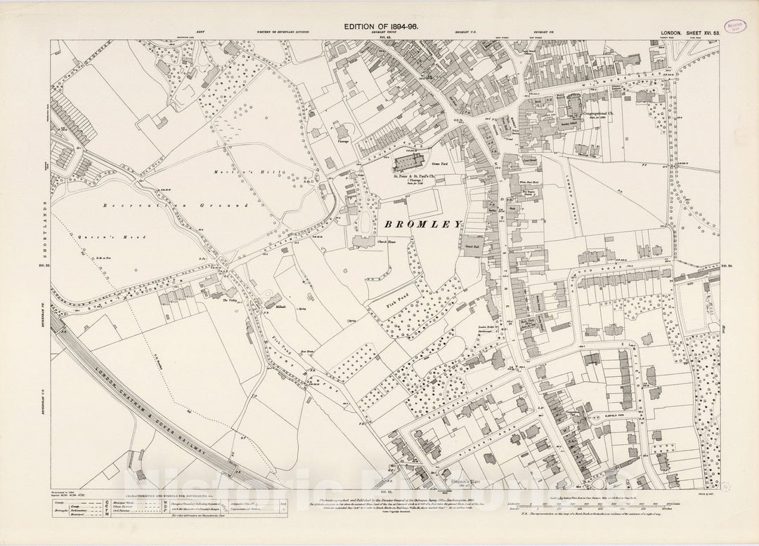 Historic Map : London (England), City Atlas Map, London Sheet XVI.53 1895 - Vintage Wall Art