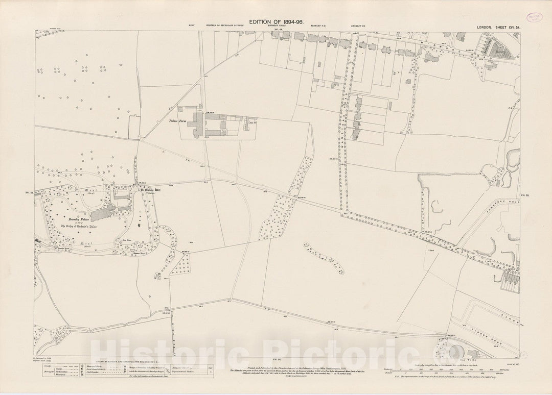 Historic Map : London (England), City Atlas Map, London Sheet XVI.54 1895 - Vintage Wall Art