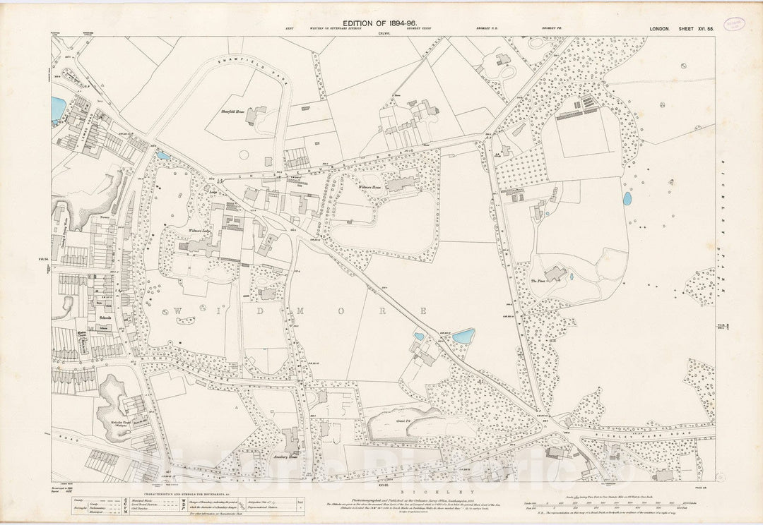 Historic Map : London (England), City Atlas Map, London Sheet XVI.55 1895 - Vintage Wall Art