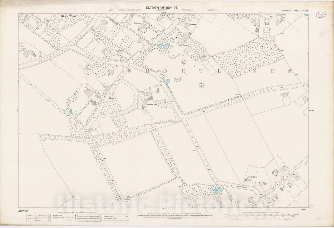 Historic Map : London (England), City Atlas Map, London Sheet XVI.62 1895 - Vintage Wall Art