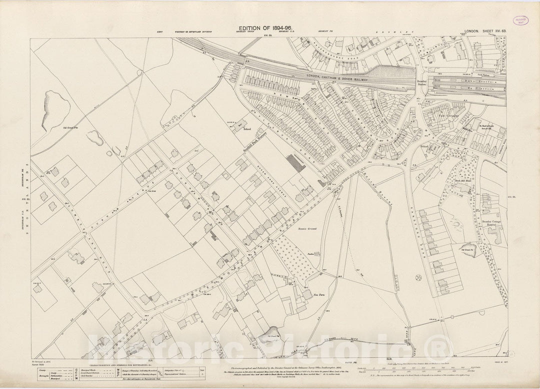 Historic Map : London (England), City Atlas Map, London Sheet XVI.63 1895 - Vintage Wall Art