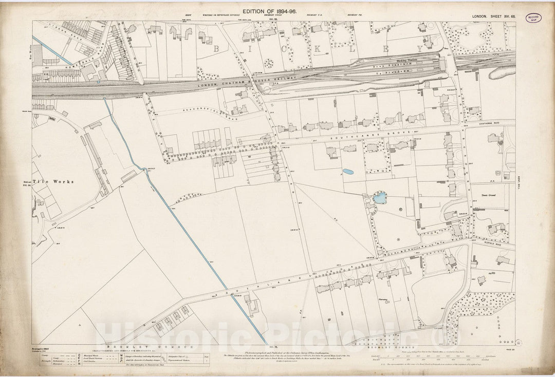 Historic Map : London (England), City Atlas Map, London Sheet XVI.65 1895 - Vintage Wall Art