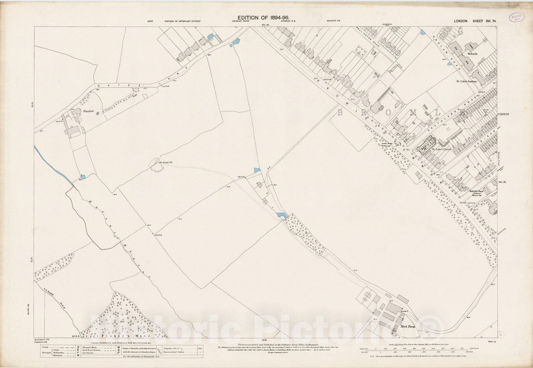 Historic Map : London (England), City Atlas Map, London Sheet XVI.74 1895 - Vintage Wall Art