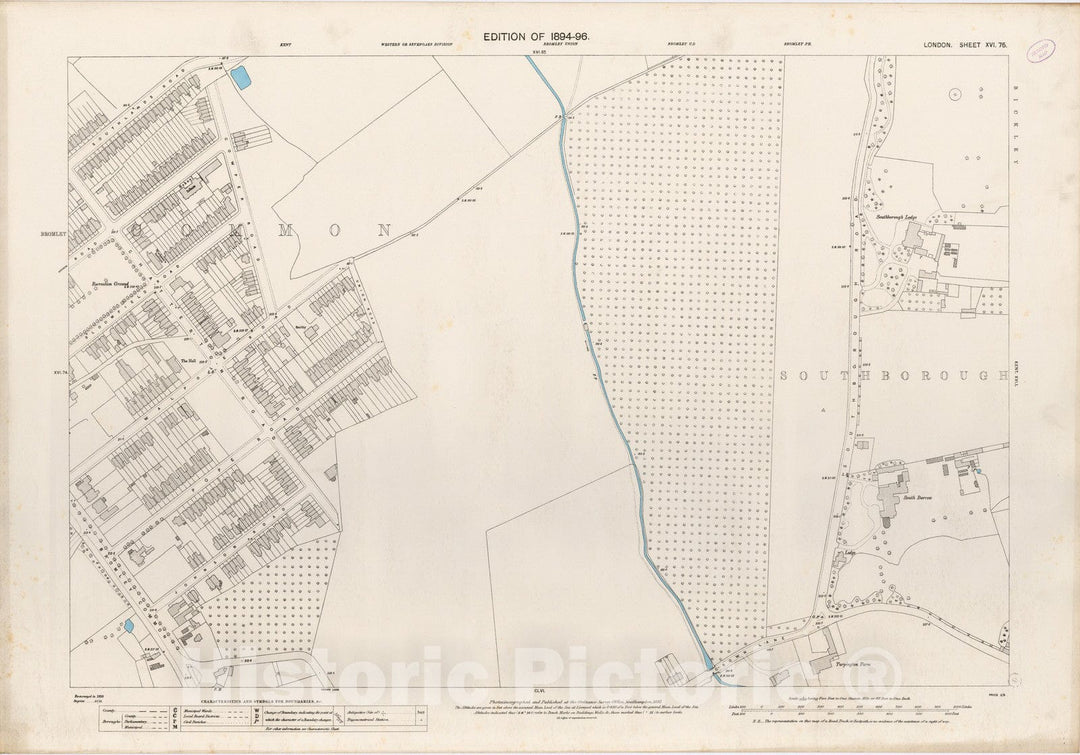 Historic Map : London (England), City Atlas Map, London Sheet XVI.75 1895 - Vintage Wall Art