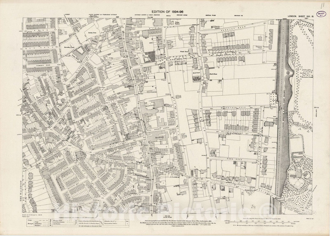 Historic Map : London (England), City Atlas Map, London Sheet XVII.15 1896 - Vintage Wall Art