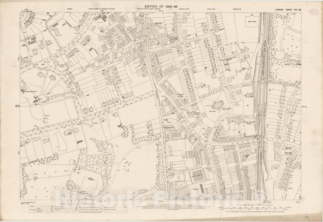 Historic Map : London (England), City Atlas Map, London Sheet XVII.25 1896 - Vintage Wall Art