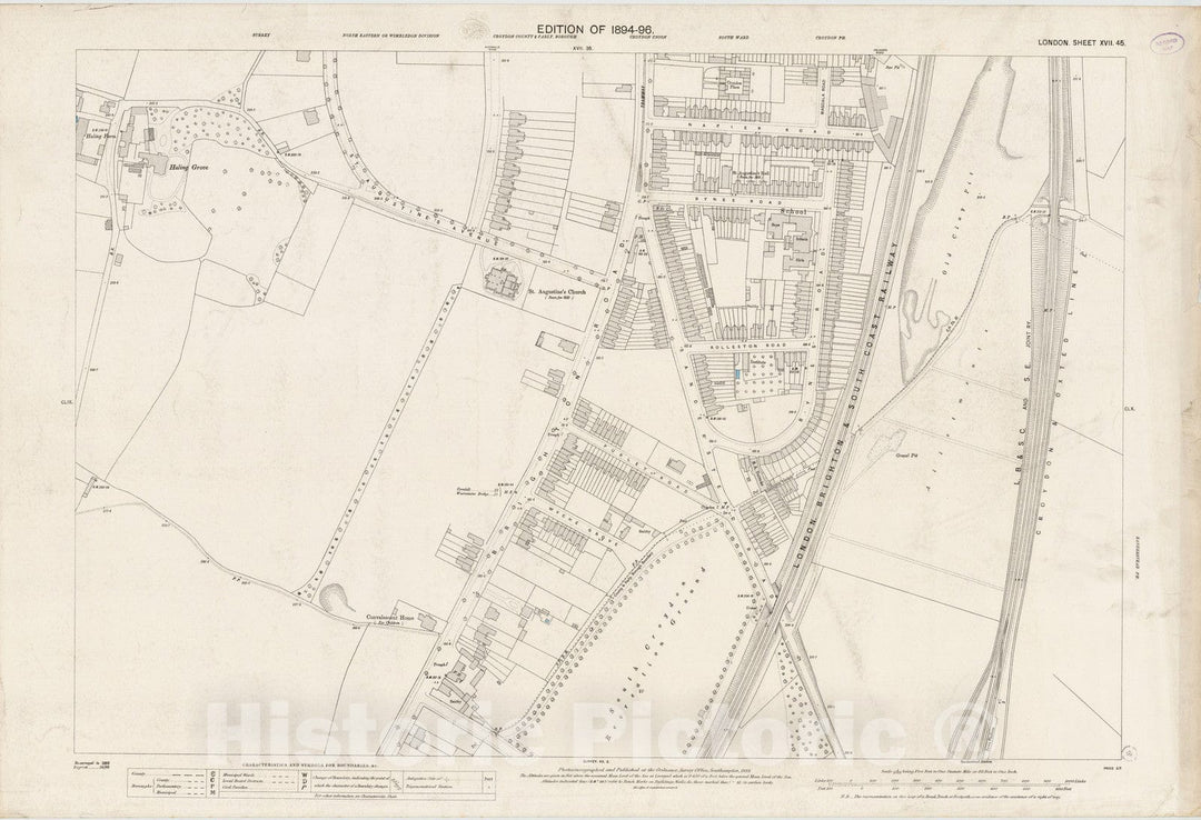 Historic Map : London (England), City Atlas Map, London Sheet XVII.45 1895 - Vintage Wall Art