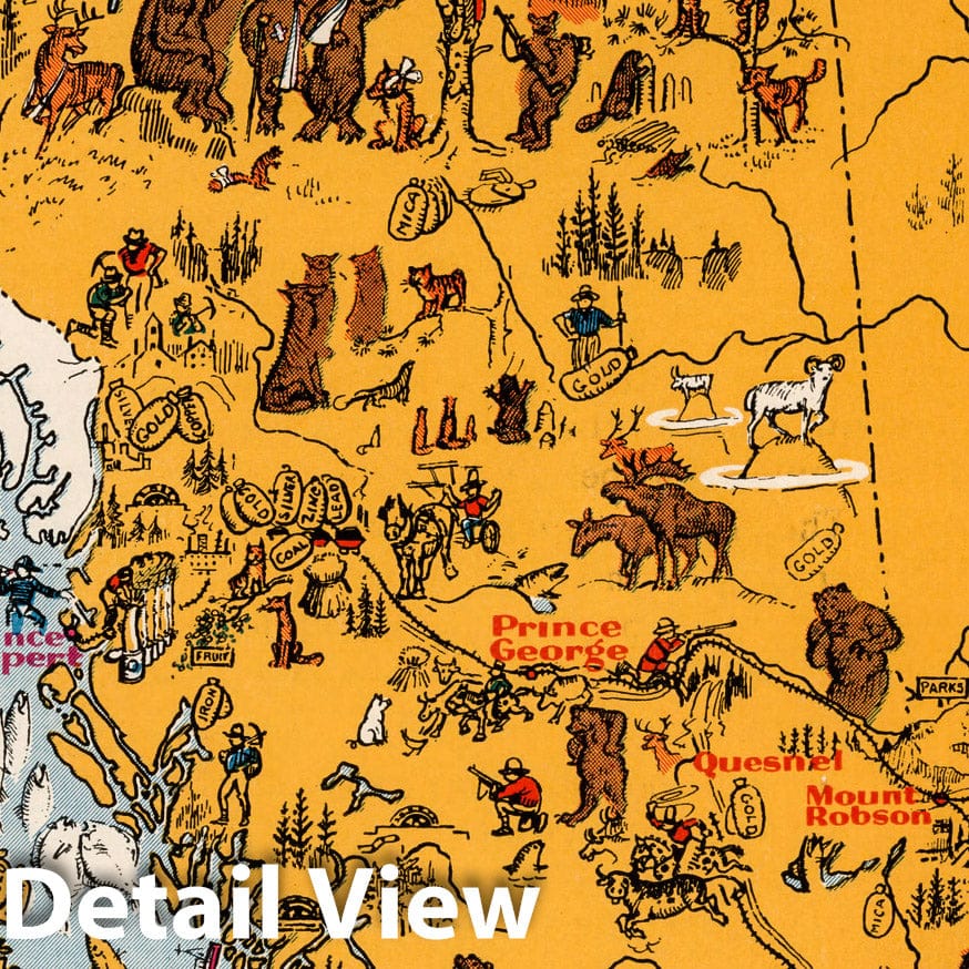 Historic Map : British Columbia. 1929 - Vintage Wall Art