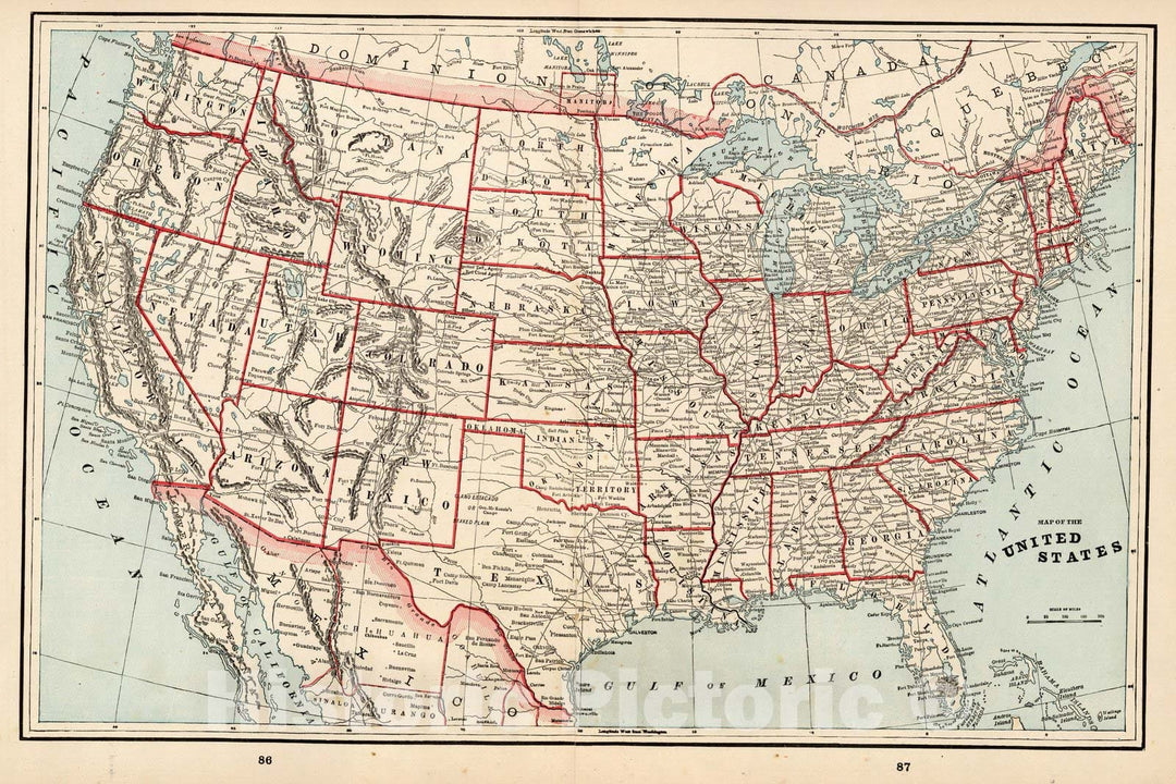 Historic Map : Map of the United States, 1893 - Vintage Wall Art