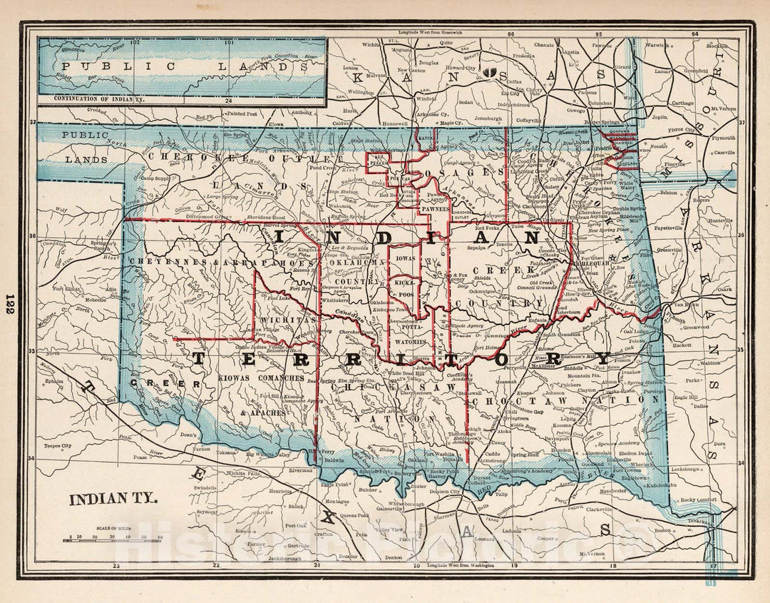 Historic Map : World Atlas Map, Indian Territory 1893 - Vintage Wall Art