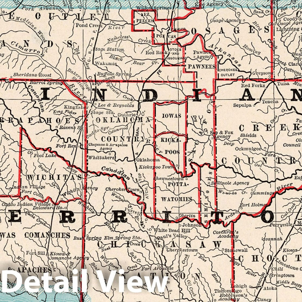 Historic Map : World Atlas Map, Indian Territory 1893 - Vintage Wall Art