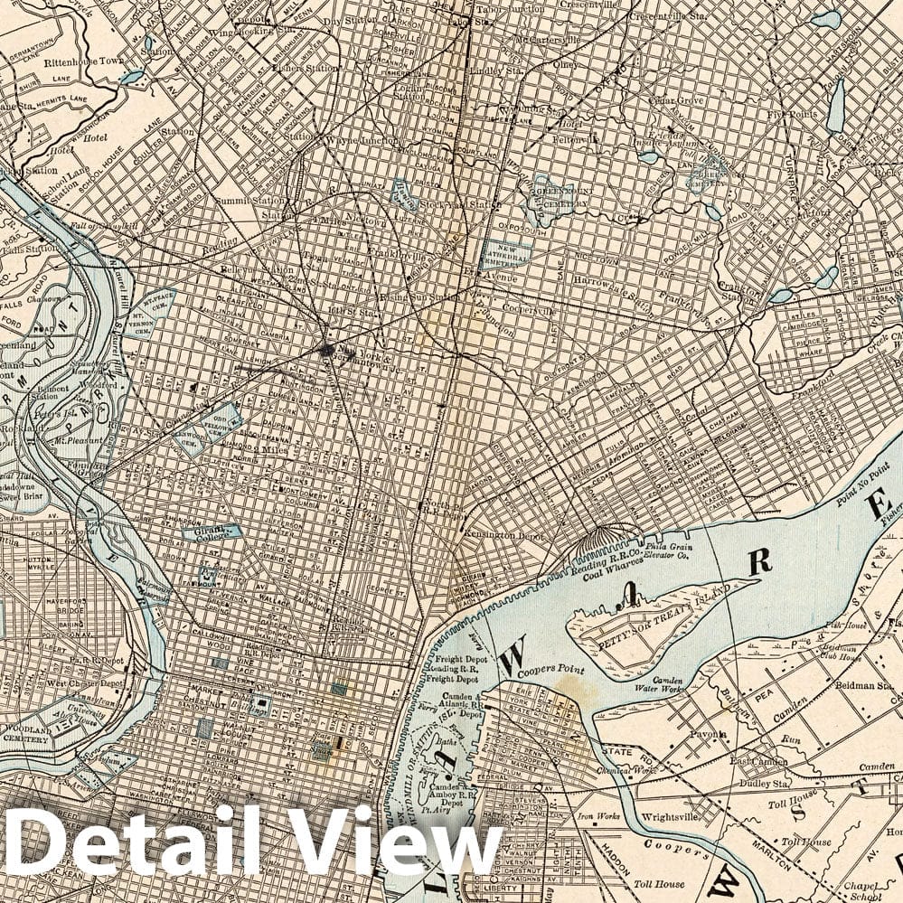 Historic Map : New driving map of Philadelphia, 1893 - Vintage Wall Art