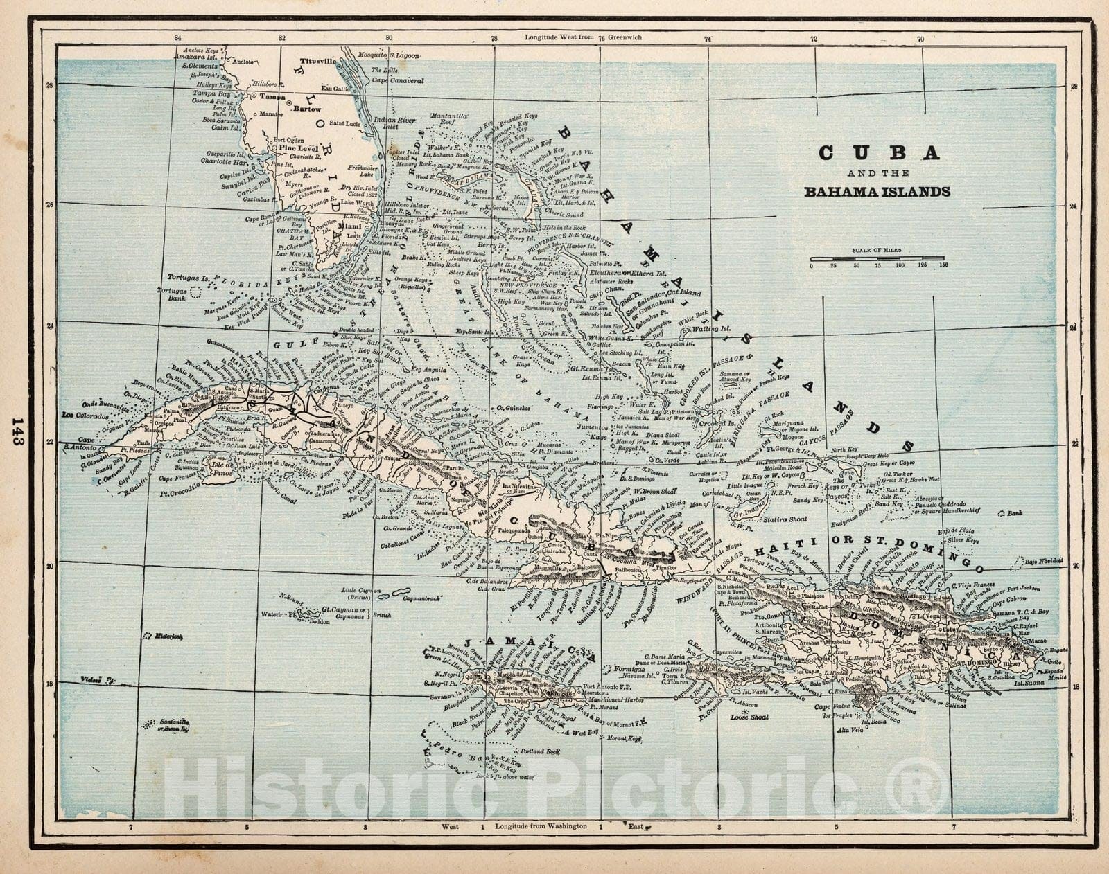 Historic Map : World Atlas Map, Cuba and the Bahama Islands 1893 - Vintage Wall Art