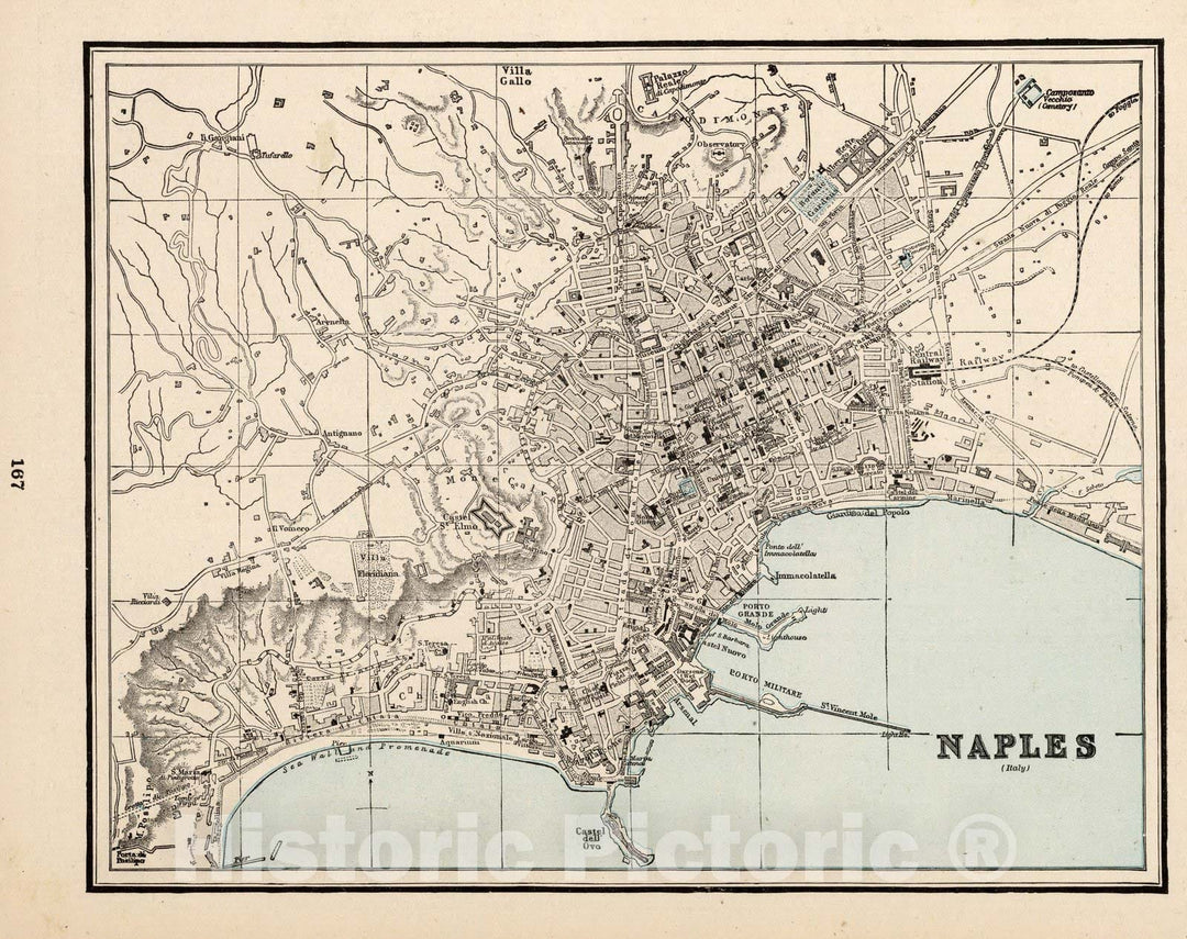 Historic Map : World Atlas Map, Naples, Italy 1893 - Vintage Wall Art