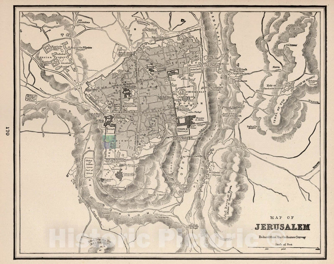 Historic Map : Map of Jerusalem, 1893 - Vintage Wall Art