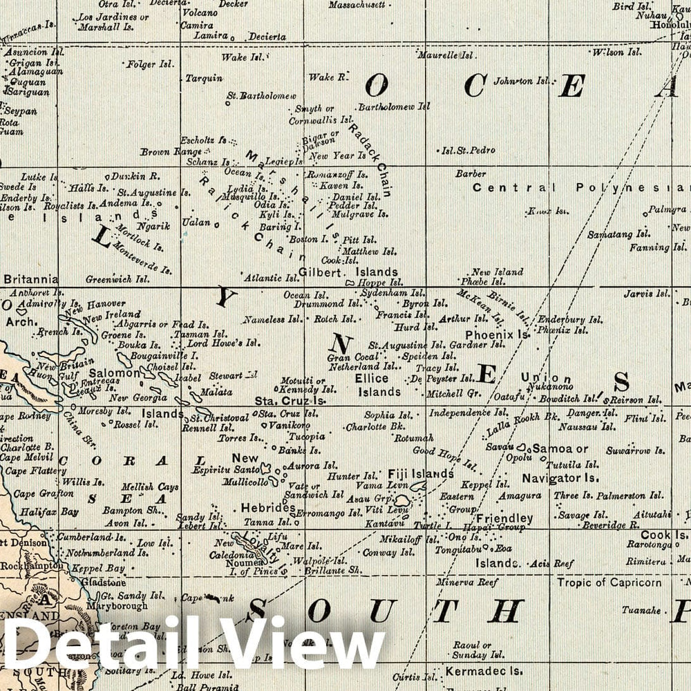 Historic Map : Oceanica, PacificOceanica 1893 , Vintage Wall Art