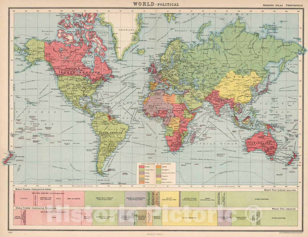 Historic Map : World Atlas Map, Frontispiece: World Political. 1923 - Vintage Wall Art