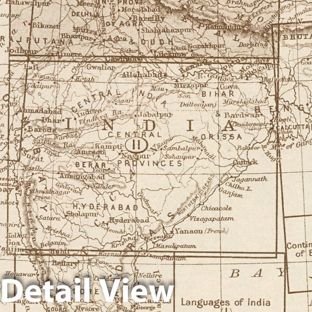 Historic Wall Map : Index Map: India - Northern Section. Index to Section Maps of India, 1925 - Vintage Wall Art