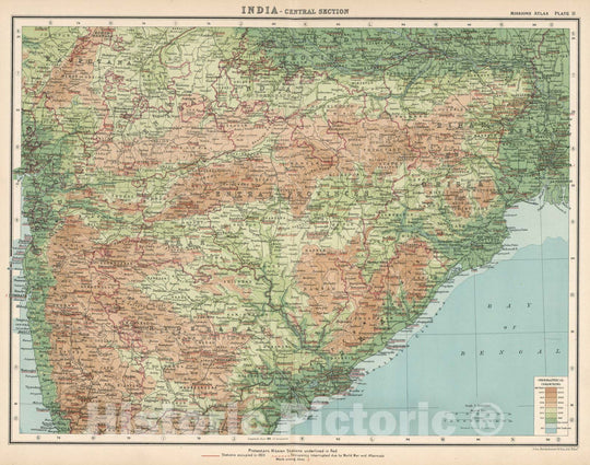 Historic Map : World Atlas Map, Plate 11. India - Central Section. 1925 - Vintage Wall Art