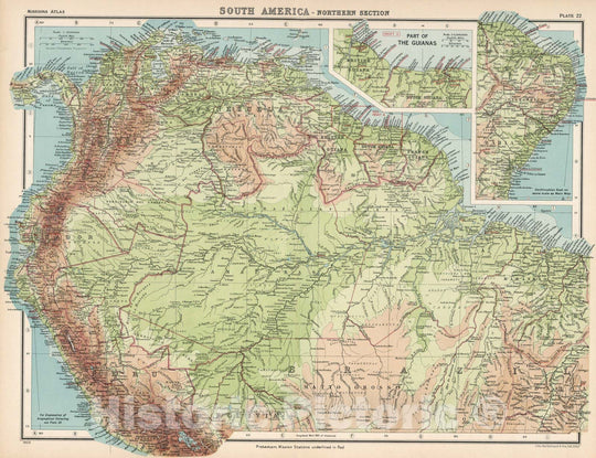 Historic Map : World Atlas Map, Plate 22. South America - Northern Section. 1923 - Vintage Wall Art