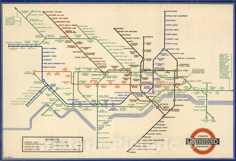 Historic Map - Pocket Map, London Underground Transport. 1938 - Vintage Wall Art