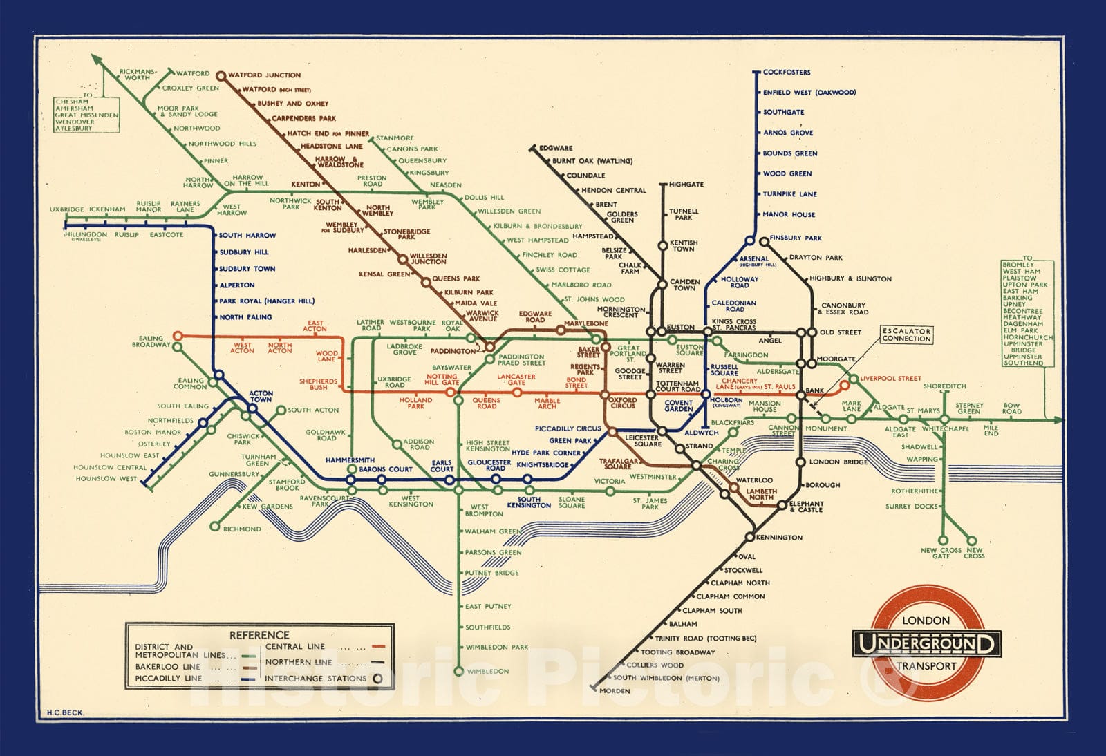 Historic Map - Pocket Map, London Underground Transport. 1938 - Vintage Wall Art