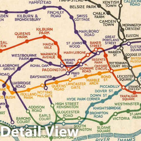 Historic Map : Pocket Map, Underground Railways of London. 1930 - Vintage Wall Art