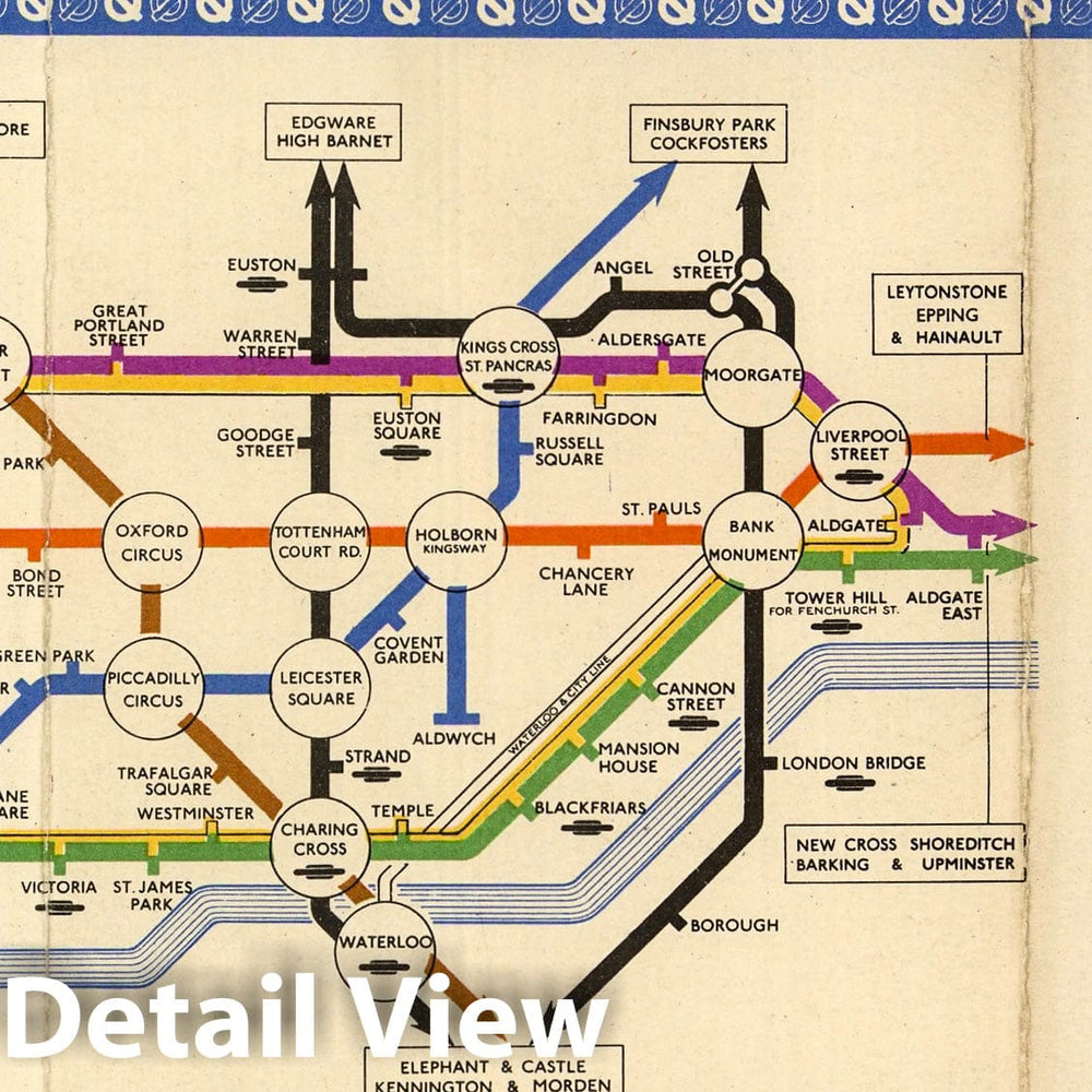 Historic Map : Pocket Map, Central Area Interchange Stations. 1950 - Vintage Wall Art