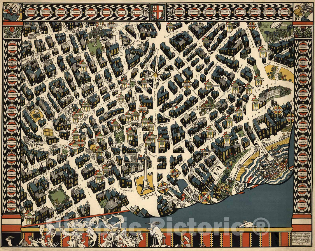 Historic Map : London Theatreland 1915 - Vintage Wall Art