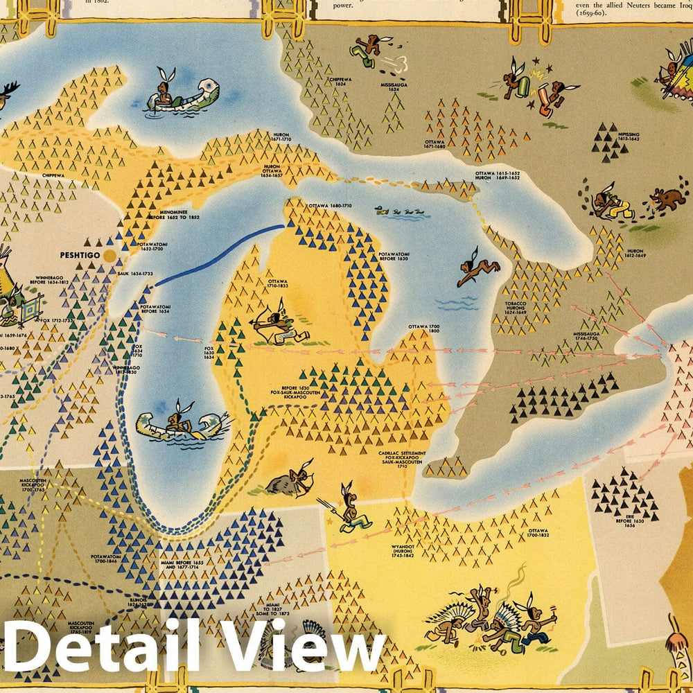 Historic Map : Ta-Non-Ka's Indians of the paper country. Badger Paper Mills, Inc. 1942 - Vintage Wall Art