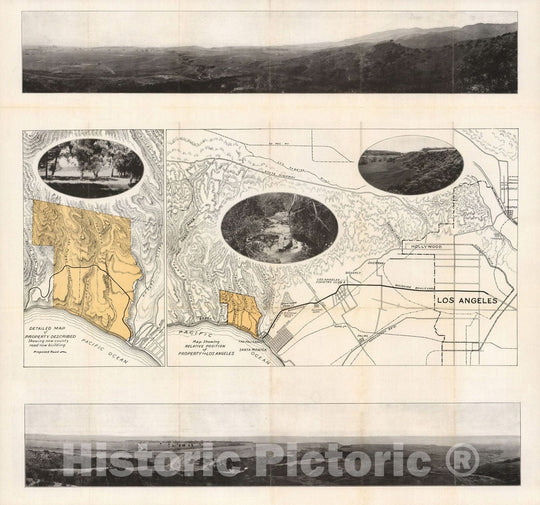 Historic Map : Map showing relative position of property to Los Angeles, 1920 - Vintage Wall Art