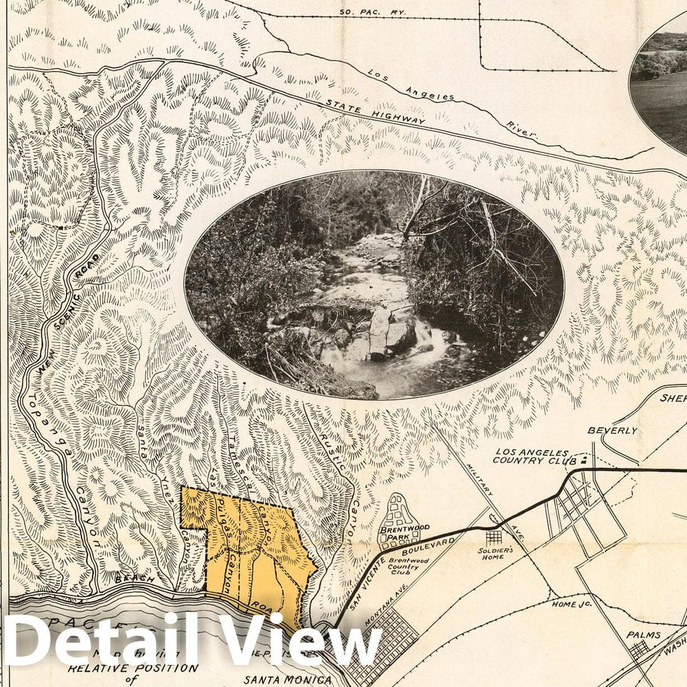 Historic Map : Map showing relative position of property to Los Angeles, 1920 - Vintage Wall Art