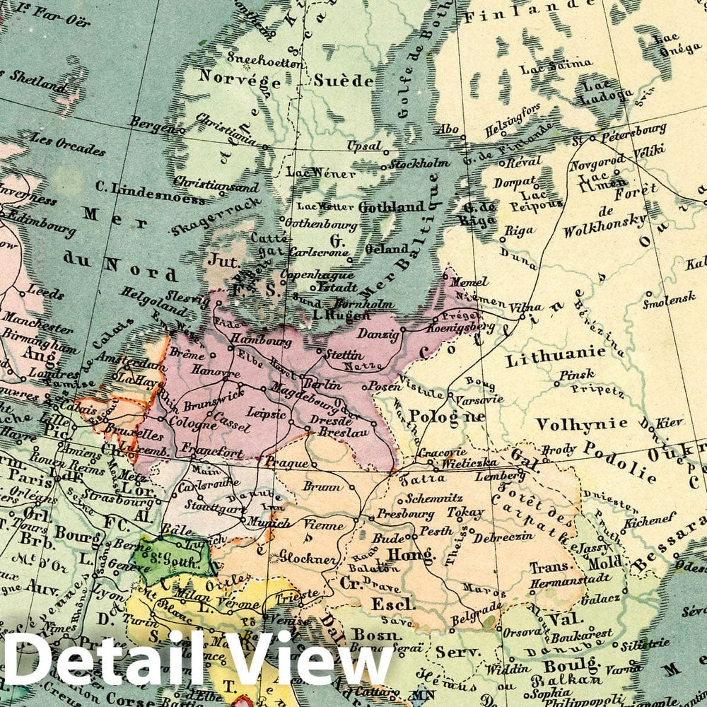 Historic Map : World Atlas Map, Europe 1865 v1