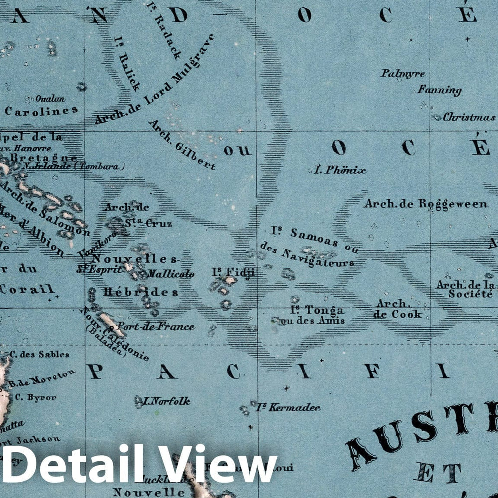 Historic Map : Australia, OceaniaAustralie et Oceanie 1865 v1 , Vintage Wall Art