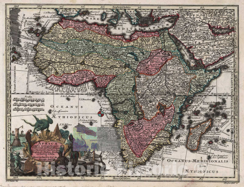 Historic Map : World Atlas Map, Africa 1744 - Vintage Wall Art