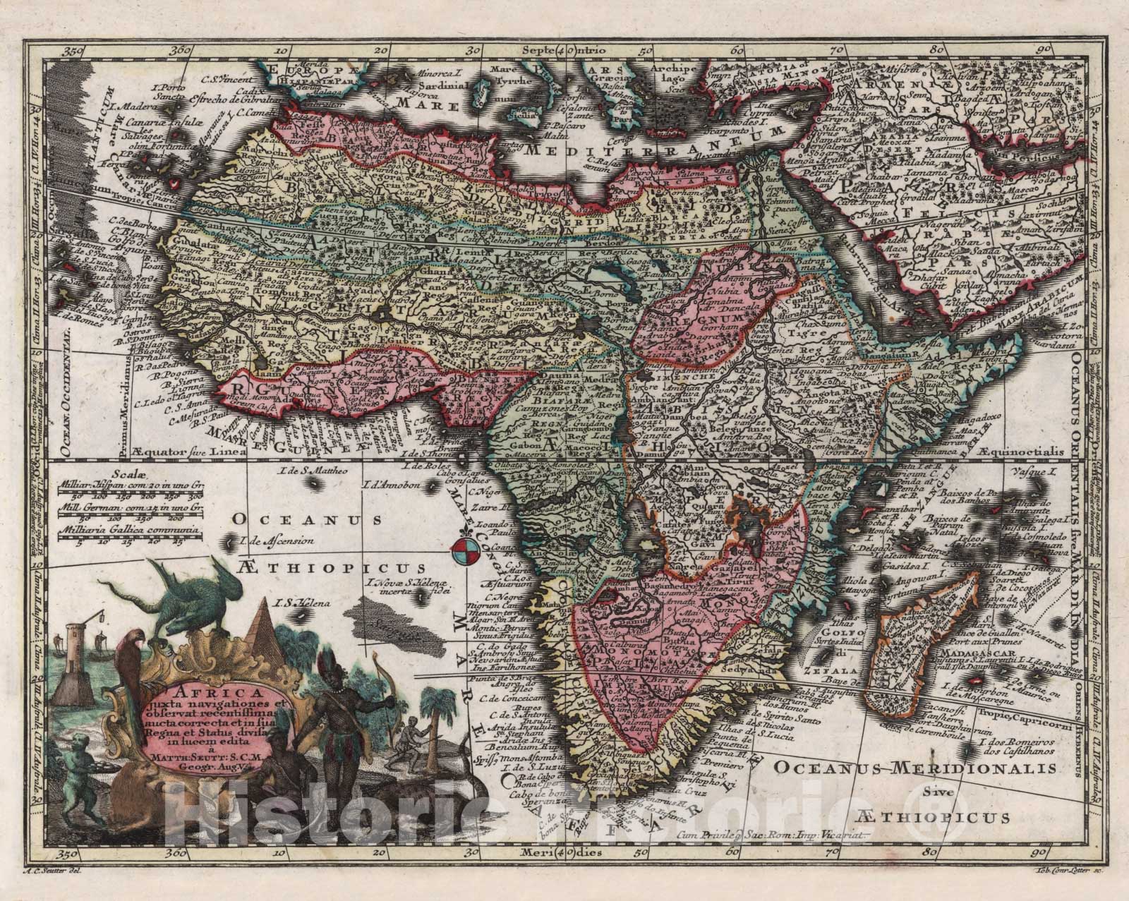 Historic Map : World Atlas Map, Africa 1744 - Vintage Wall Art