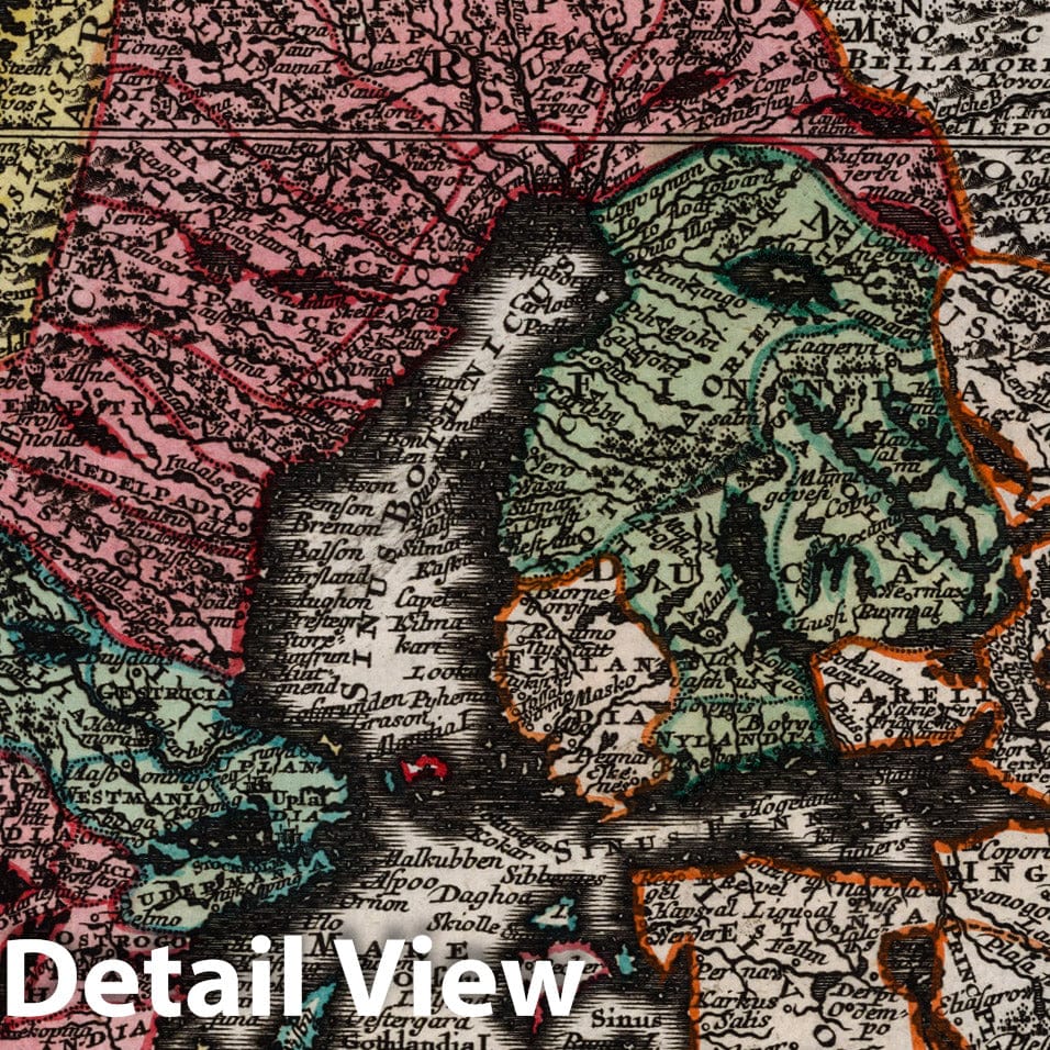 Historic Map : Sweden, ScandinaviaSynopsis Plagae, Septentrionalis sive Sueciae Daniae, et Norwegiae Regn 1744 , Vintage Wall Art