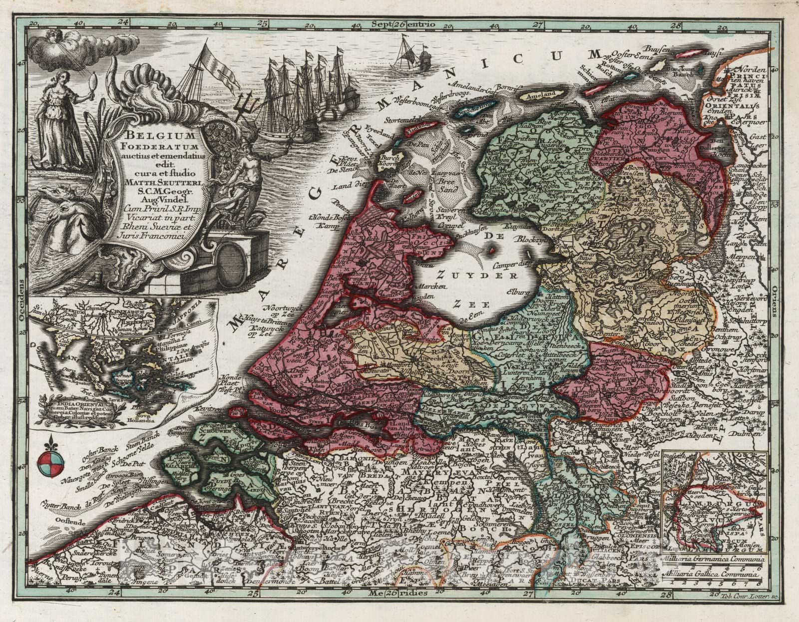 Historic Map : Netherlands,Belgium Foederatum 1744 , Vintage Wall Art