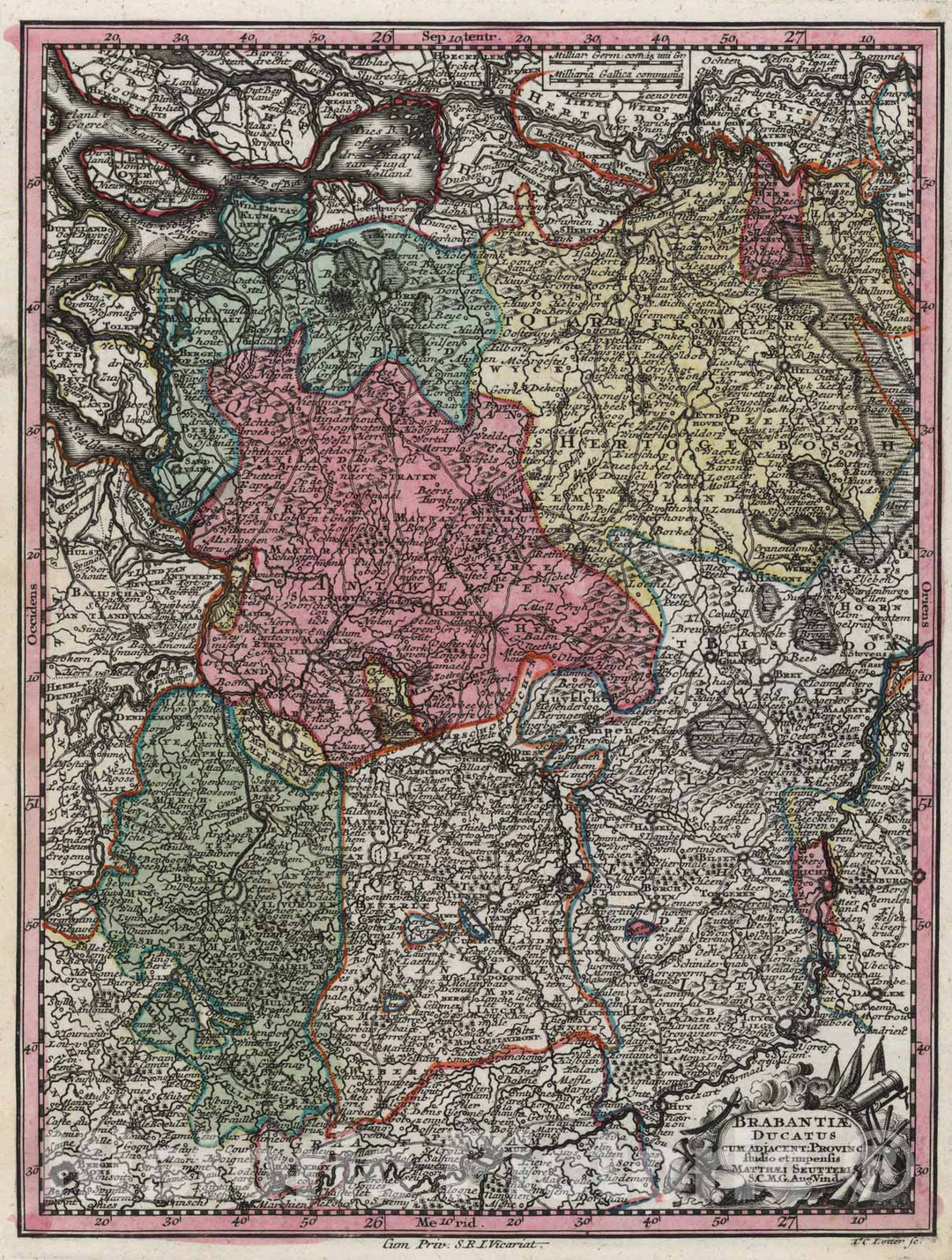 Historic Map : Netherlands,Brabantiae ducatus cum adjacentibus provinciis 1744 , Vintage Wall Art