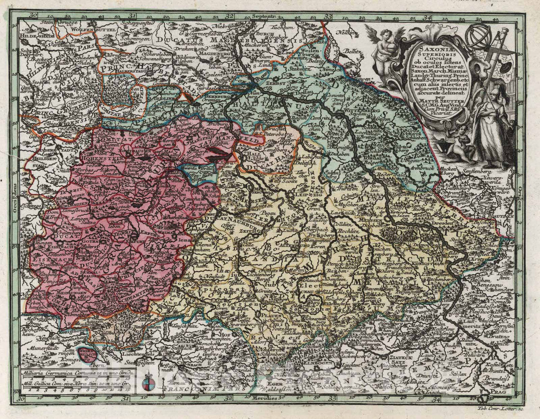 Historic Wall Map : Germany, Saxony , GermanySaxoniae Superioris Circulus 1744 , Vintage Wall Art