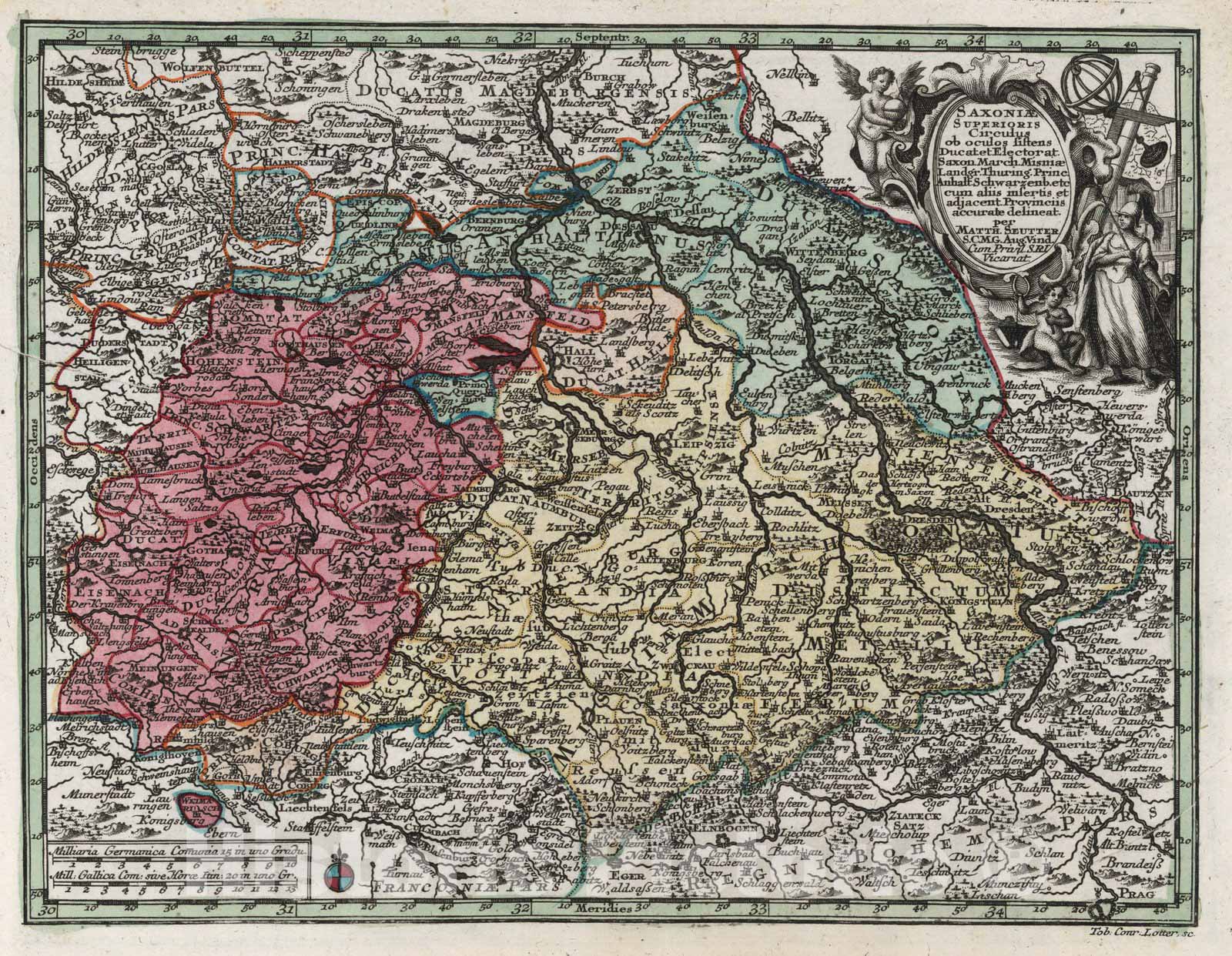 Historic Wall Map : Germany, Saxony , GermanySaxoniae Superioris Circulus 1744 , Vintage Wall Art