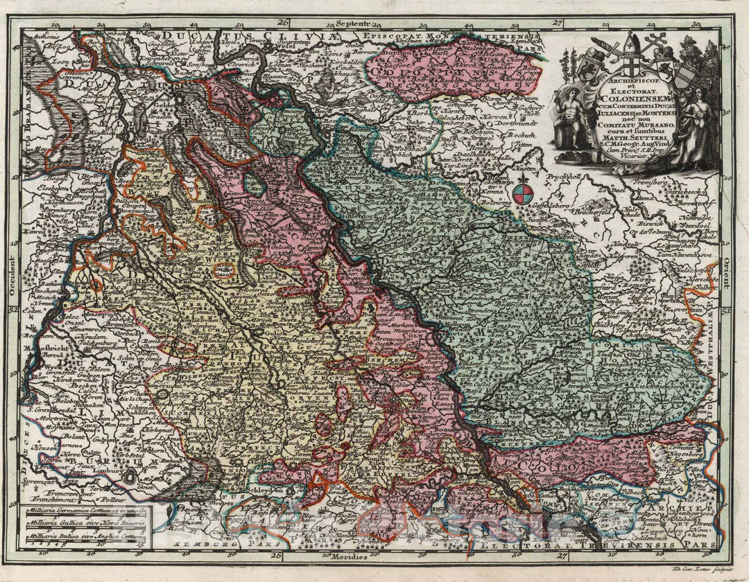 Historic Map : Germany,Archiepiscop. et Electorat. Coloniensem 1744 , Vintage Wall Art