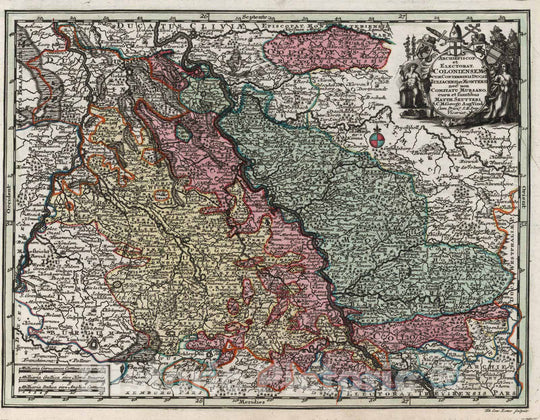 Historic Map : Germany,Archiepiscop. et Electorat. Coloniensem 1744 , Vintage Wall Art