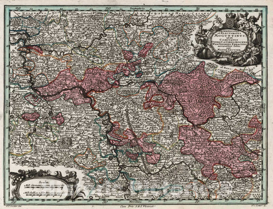 Historic Map : Germany,Archiepiscopat. et Electoratus Moguntinus 1744 , Vintage Wall Art