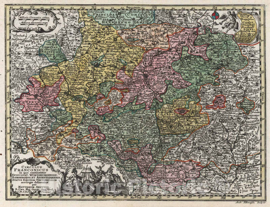 Historic Map : Germany,Circulus Franconicus 1744 , Vintage Wall Art