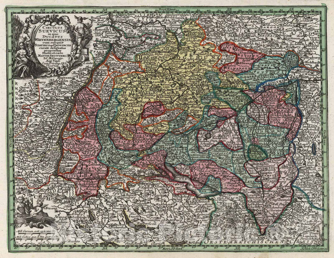 Historic Map : Germany,Circulus Suevicus 1744 , Vintage Wall Art