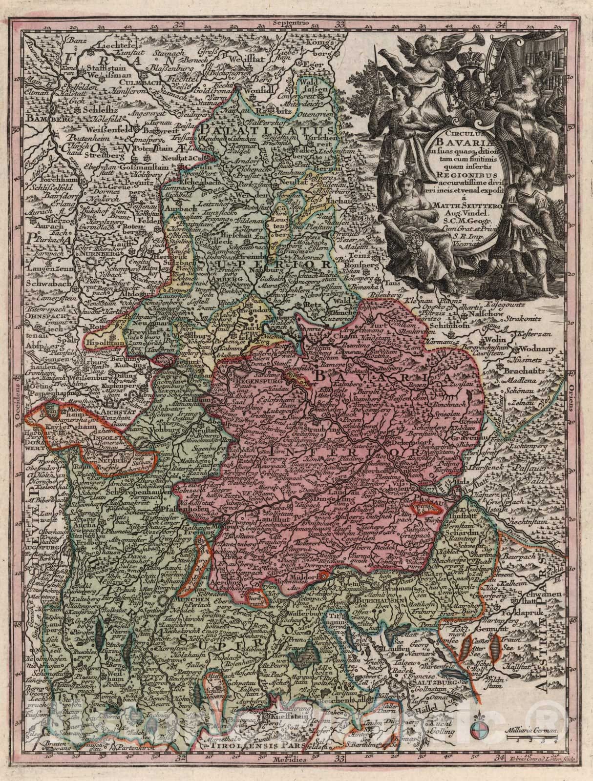 Historic Map : Germany, Bavaria , GermanyCirculus Bavariae 1744 , Vintage Wall Art